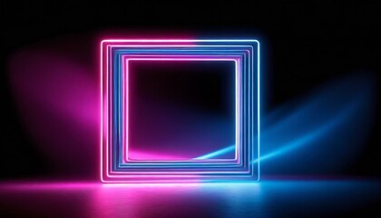 Vivid Dimensions: Square Frame with Dynamic Neon Motion
