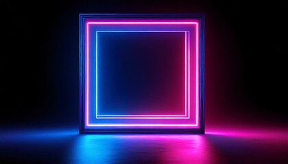 Sleek Illumination: 3D Neon Frame with Dynamic Motion