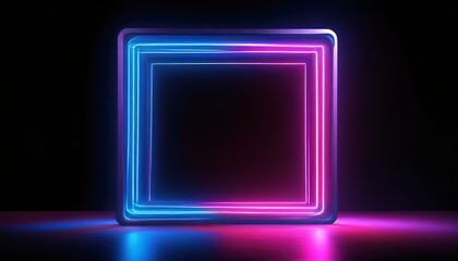 Fototapeta premium Dynamic Neon Frame: Vibrant Motion Graphics on Black Background