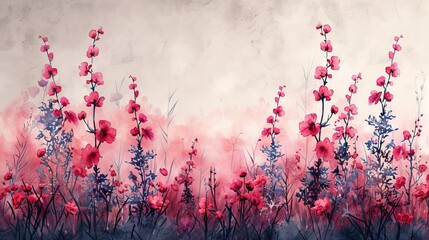 Watercolor painting background with floral elements...