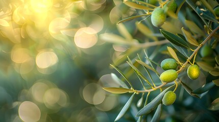 Green Olives on Olive Tree. Generative AI