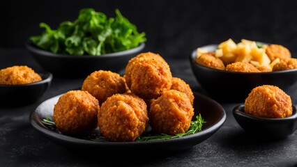 Falafel is a dish consisting of deep—fried balls of chopped legumes