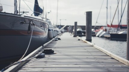 Fototapeta premium Boat Docked Among Other Boats at Dock