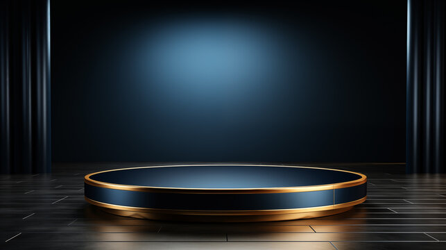 Luxury Product Showcase with Dark Blue and Golden Color.