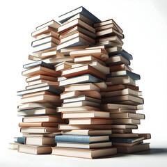 stack of books on white background, white book, book stack