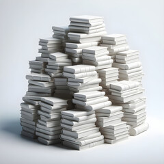 stack of white books on white background, white book, book stack