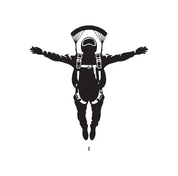 recommend clip art: Skydiver silhouette parachuting vector illustration