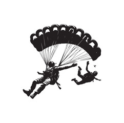 Skydiver silhouette parachuting vector illustration