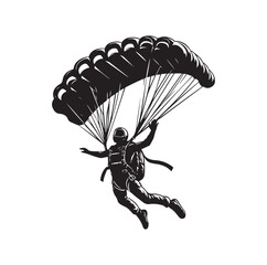 Skydiver silhouette parachuting vector illustration