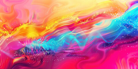 Vibrant abstract wave with sparkling particles