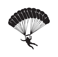 Skydiver silhouette parachuting vector illustration