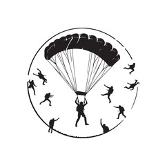 Skydiver silhouette parachuting vector illustration