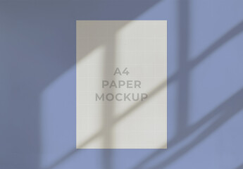 A4 Document Mockup With Realistic Shadows - obrazy, fototapety, plakaty