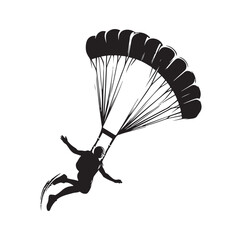 Skydiver silhouette parachuting vector illustration