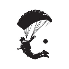 Skydiver silhouette parachuting vector illustration