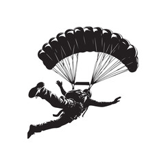Skydiver silhouette parachuting vector illustration