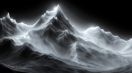 Black and white mountain line arts wallpaper, luxury landscape background design for cover,...