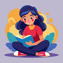 vector-illustration-of-girl-reading-open-book-sitt