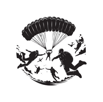 recommend clip art: Skydiver silhouette parachuting vector illustration