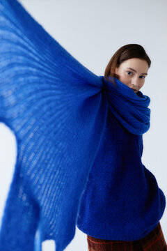 Cozy portrait of woman in sweater