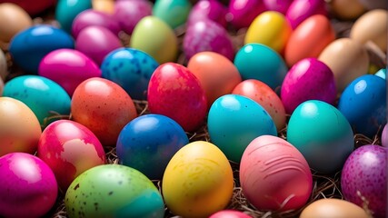 Fototapeta na wymiar Vibrantly colored Easter eggs