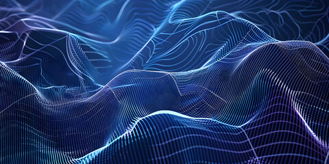 3d illustration of abstract background with dynamic waves, lines and particles - Ai Generated