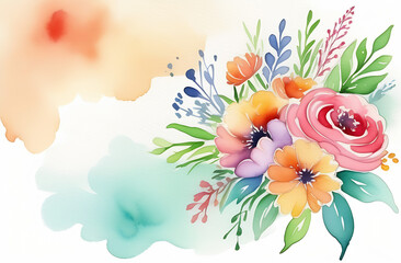 Watercolor illustration bouquet of flowers