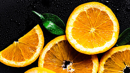 organic fresh oranges. juicy citrus fruits. drops of water
