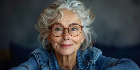A portrait of an attractive and wise senior grandmother, exuding positivity and happiness. - obrazy, fototapety, plakaty