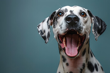 Portrait of happy dalmatian dog. Created with Ai - obrazy, fototapety, plakaty