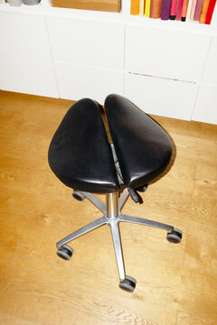 Close-up of ergonomic and back-friendly office chair with flashlight
