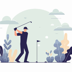 Vector of people playing golf in flat design style