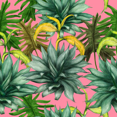 Watercolor tropical seamless pattern 