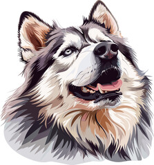 Siberian Husky dog adorable art vector illustration
