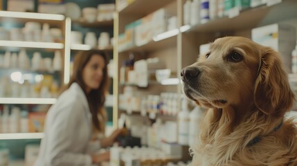 A pharmacist compounding specialized medications for veterinary use, preparing formulations tailored to the unique needs of animal patients under veterinary supervision.
