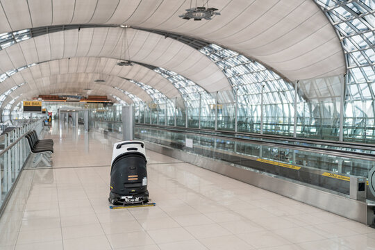 Automatic cleaning machine at airport.
