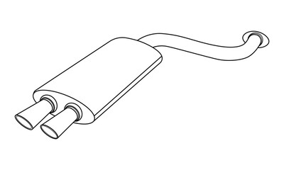 Car muffler outline on a white background vector