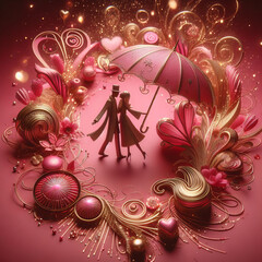 Adorable Pink Gold Valentine's Day Theme