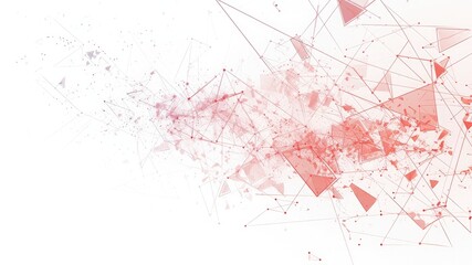 Explore an abstract red and white virtual network, a versatile design element perfect for technology backgrounds. Enhance connectivity with this backdrop illustration against a pristine white backgrou