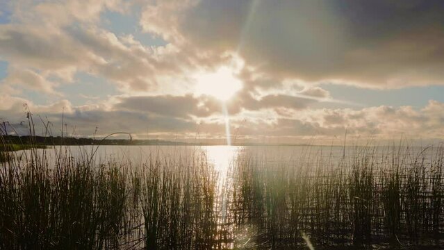 Sunset at Lake Albert in Meningie, South Australia.