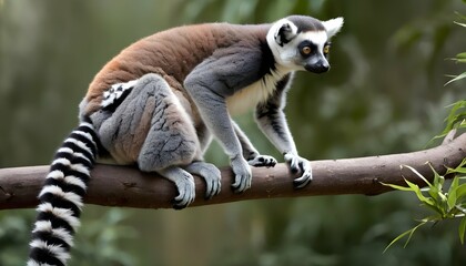 A-Lemur-With-Its-Tail-Wrapped-Around-A-Tree-Branch- 3