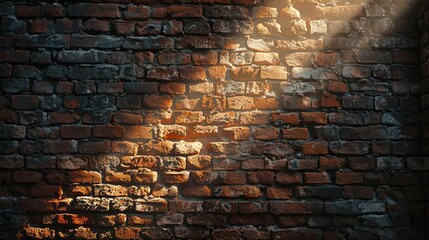 Spotlight illumination on textured brick background