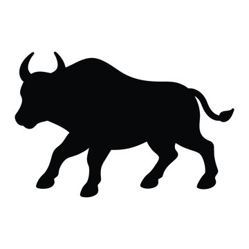 silhouette of a buffalo on white