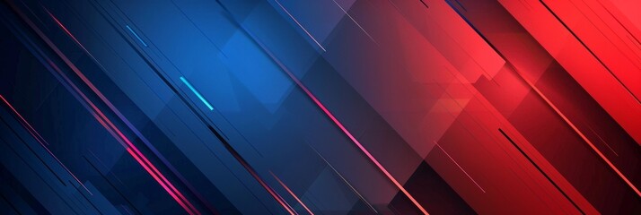 abstract background with blue and red gradients, geometric shapes, diagonal lines modern look Generative AI