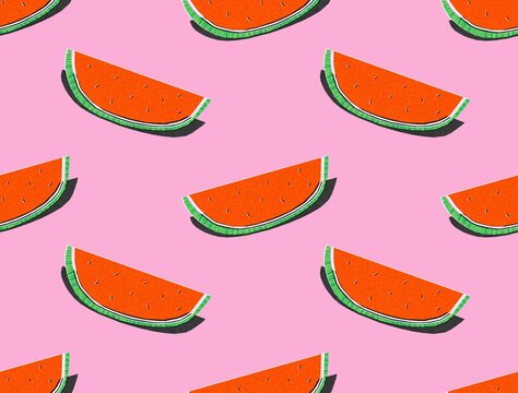 Watermelon seamless pattern, food illustration 