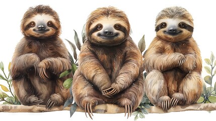 Fototapeta premium A cute and funny set of sloths
