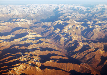 Alps mountains, view from airplane