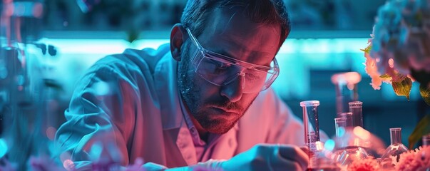 Medium shot of a scientist using CRISPR technology on eukaryotic cells for genetic research - obrazy, fototapety, plakaty