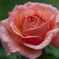Beautiful Closeup Photography of Blooming Pink Rose with Water Drops in Natural Light HD