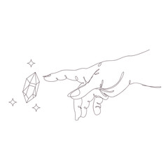 Line Art Hands With Crystals